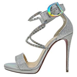 Christian Louboutin Choca Lux 120 Holographic Lurex Strappy Platform Sandal Heel